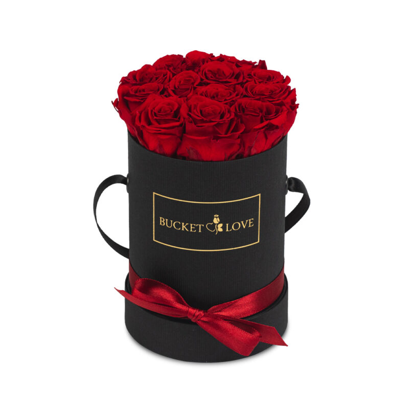 Mini Red Roses In Black (forever roses)