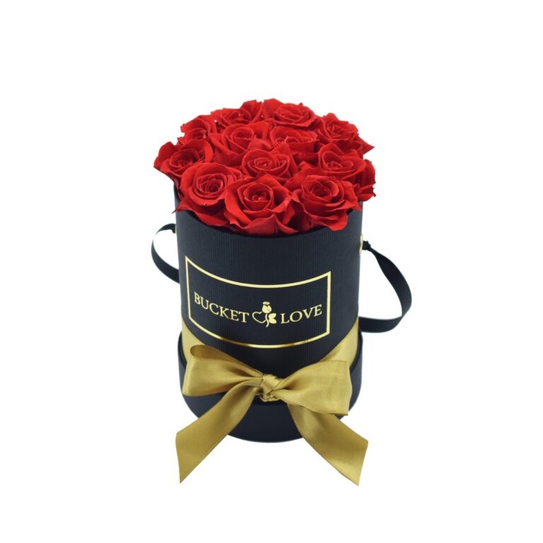 Mini Red Roses In Black (Forever Roses) – Bucket of Love