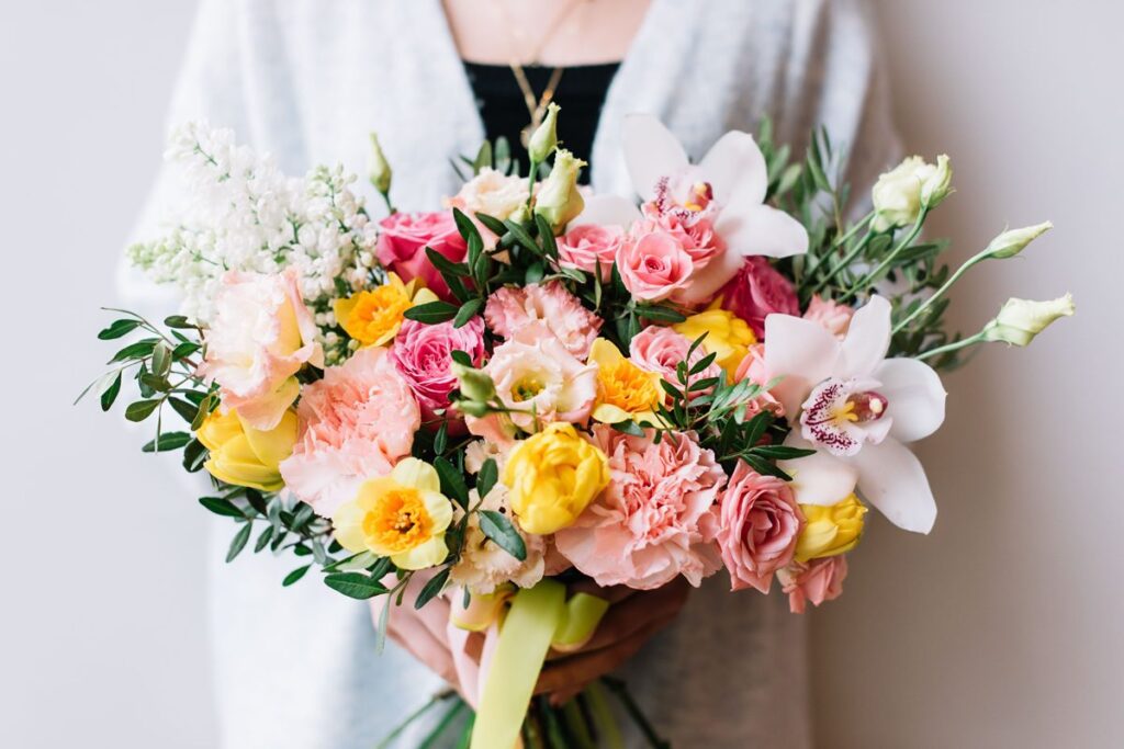 Fresh bouquet delivered to a home